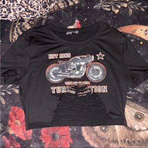 Black biker crop top